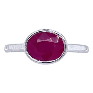 Natural Ruby Ring 6.5 14k White Gold 2.38 TCW Certified For Sale
