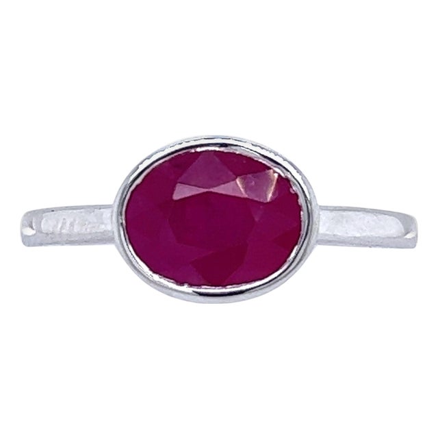 Natural Ruby Ring 6.5 14k White Gold 2.38 TCW Certified For Sale