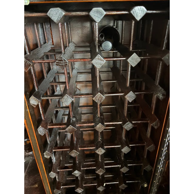 Wood Vintage Chinese Chinoiserie Black Lacquer Wine & Bar Cabinet For Sale - Image 7 of 11