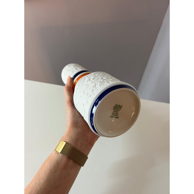 White Vase in Blue and Orange from Royal Porcelain Bavaria KPM For Sale - Image 8 of 11