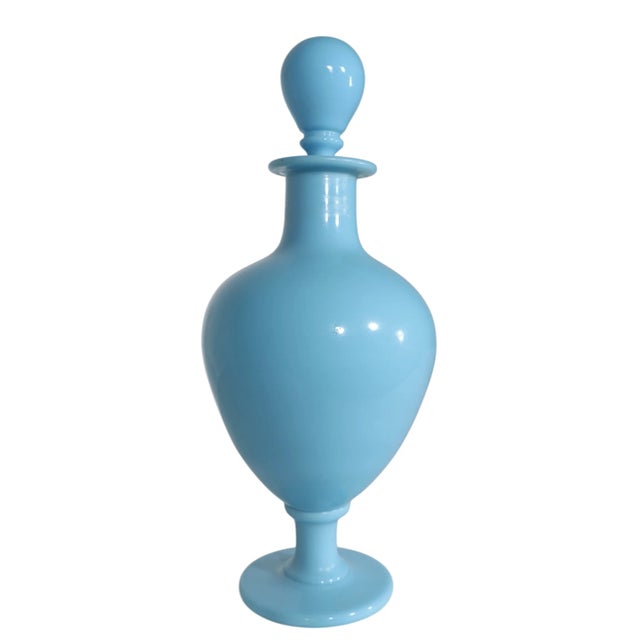 Charming French Portieux Vallerysthal stoppered bottle in baby blue colored glass. This example is in very good, original,...