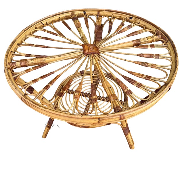 Vintage French Rattan Table, 1950s For Sale - Image 6 of 13
