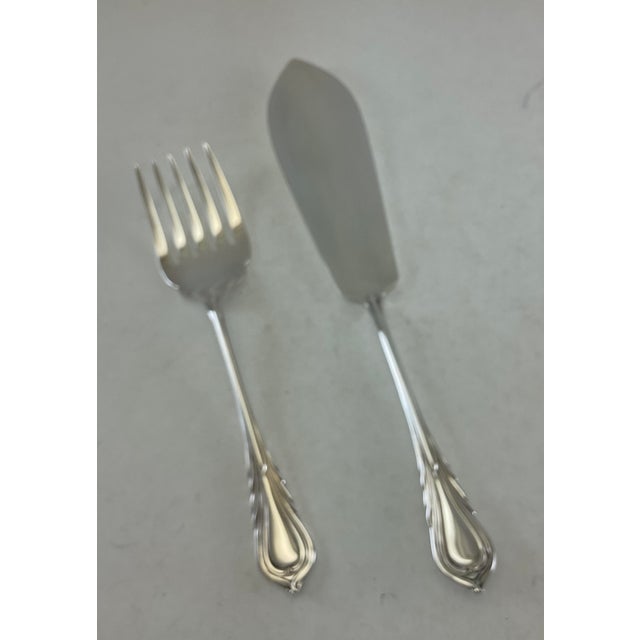 Metal 1980s Silver Fish Set for 12 Pair Fish Eaters & Fish Servers, Lily - 26 pcs For Sale - Image 7 of 18