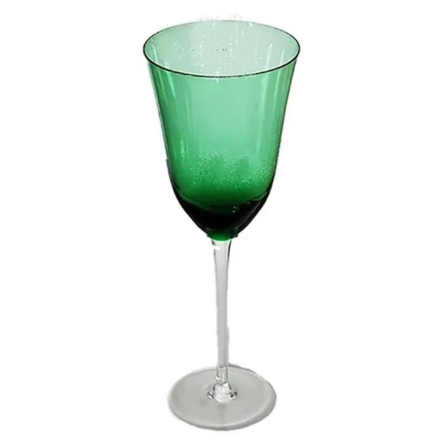 Contemporary Green Glass Water Goblets Made in Czech Republic - Set of 12 - Christmas Dining For Sale - Image 3 of 5