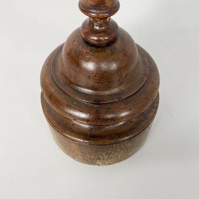 Italian Round Doorstop in Turned Wood, 1930s For Sale - Image 9 of 12