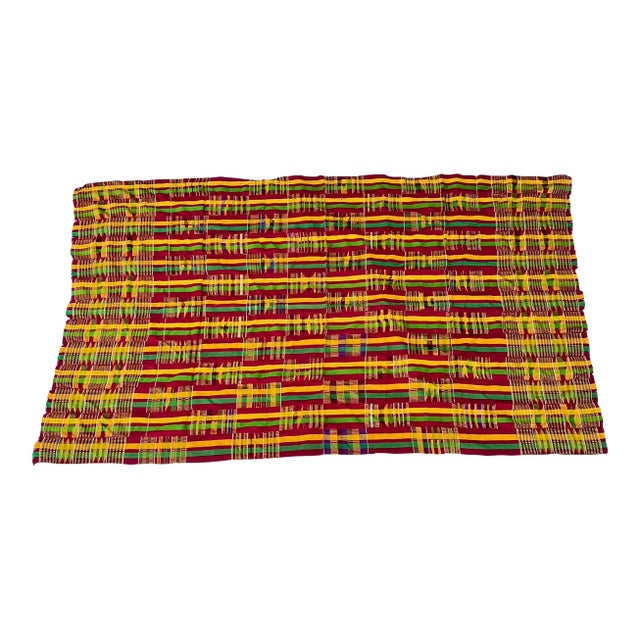 Early 20th Century Kente Cloth Women's Ghana 77x43 Inch For Sale