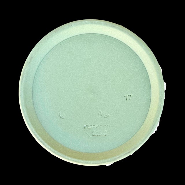 Ceramic Vintage Wedgwood Sage Green Jasperware Neoclassical Lidded Box With Grapevine Relief, Marked For Sale - Image 7 of 8