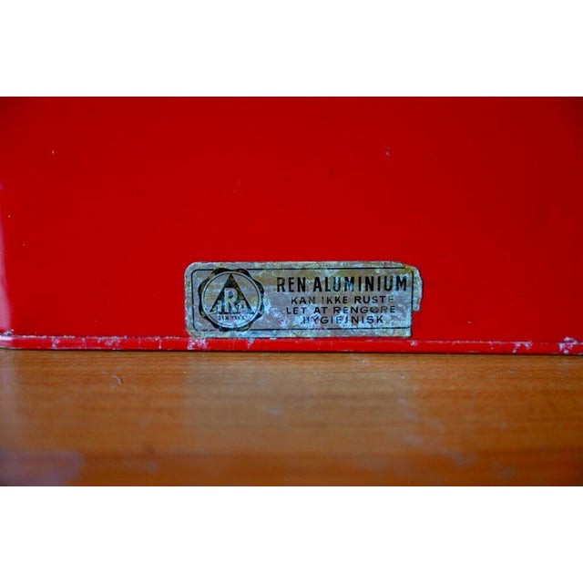 1960s Vintage Scandinavian Lunch Box with Red Handle, Denmark, 1950s For Sale - Image 5 of 11