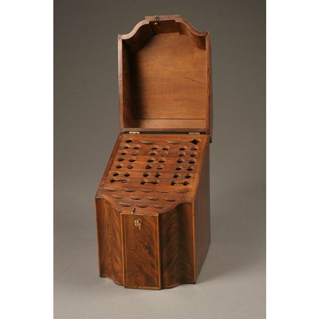 English 18th Century English Mahogany Knife or Cutlery Box With Satinwood, Rosewood & Silver Inlay, Circa 1780 For Sale - Image 3 of 15