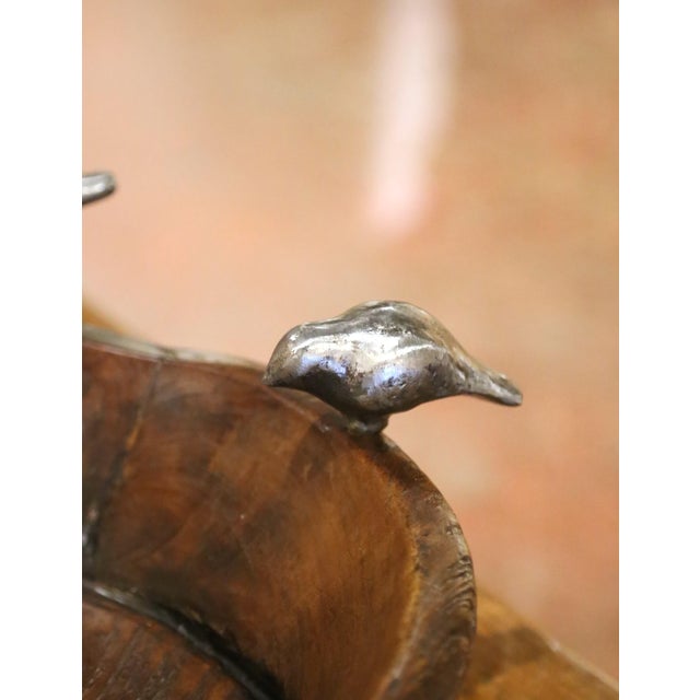 Late 20th Century Vintage Jan Barboglio Hand-Carved Wood Bowl With Cast Iron Birds For Sale - Image 5 of 8