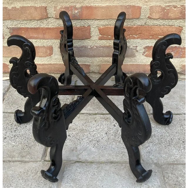 Mid-Century Chinese Carved Wood Zitan Stand, 1950s For Sale - Image 12 of 12