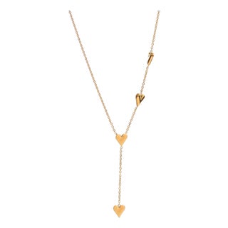 Golden Heart Y Necklace For Sale