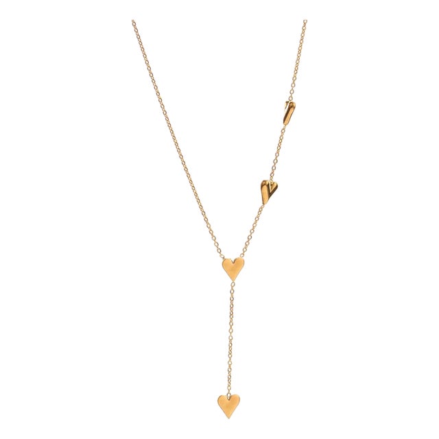 Golden Heart Y Necklace For Sale