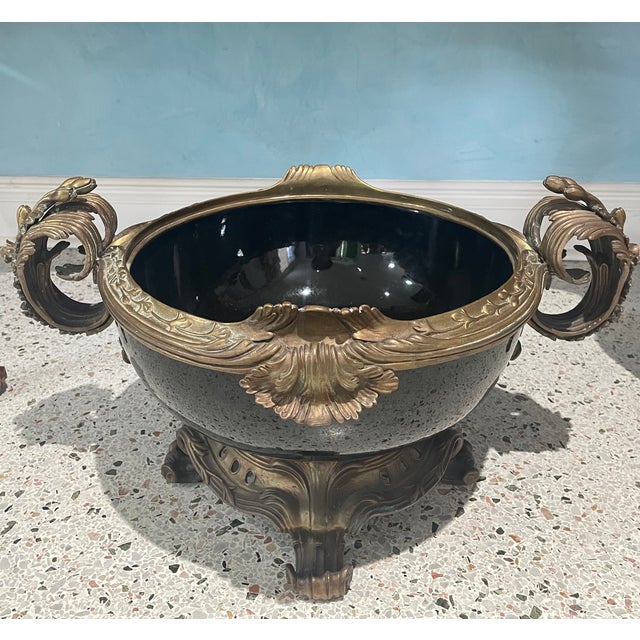 Vintage Rococo Bronze-Patinated Jardinière / Centerpiece For Sale In Miami - Image 6 of 10