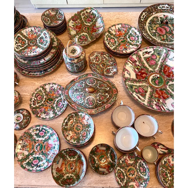 Extensive vintage Chinese export porcelain collection in the classic Rose Medallion pattern, featuring over 180 pieces of...