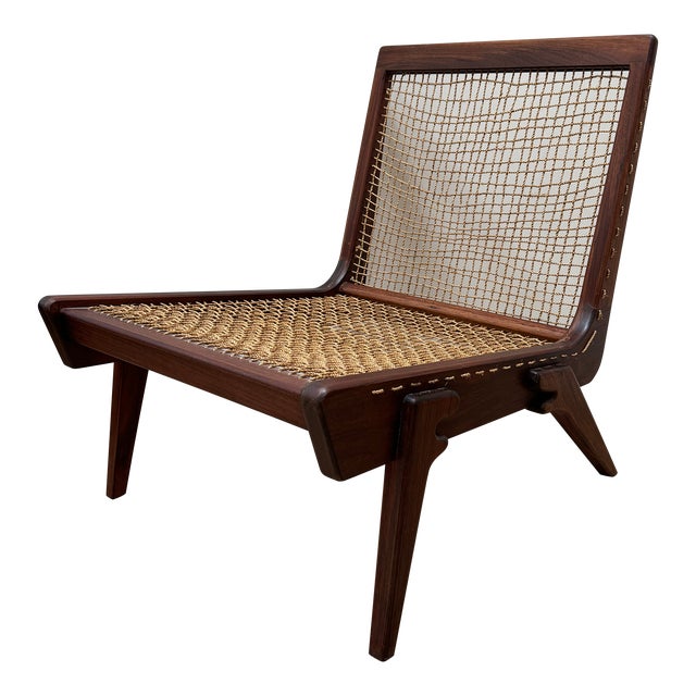 Wood and Rope Lounge Chair For Sale