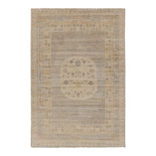 Rug & Kilim’s Oversized Khotan Rug With Floral Medallion in Beige & Brown For Sale