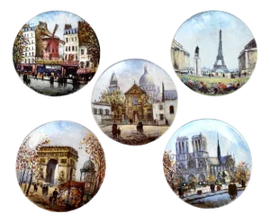 Limoges Porcelain Collectible Plates with Sights of Paris by Louis Dali, France, 1980s, Set of 5
