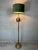 Vintage brass palm floor lamp. Faux bamboo. Green velvet shade with gold interior for a warm reflection. Diameter: 35cm....
