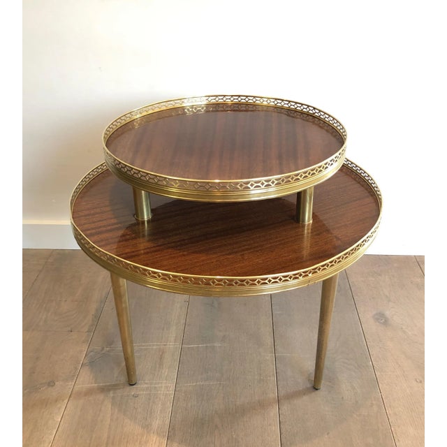 1940s Neoclassical Style French Mahogany, Brass and Gilt Gueridon Table For Sale - Image 12 of 13