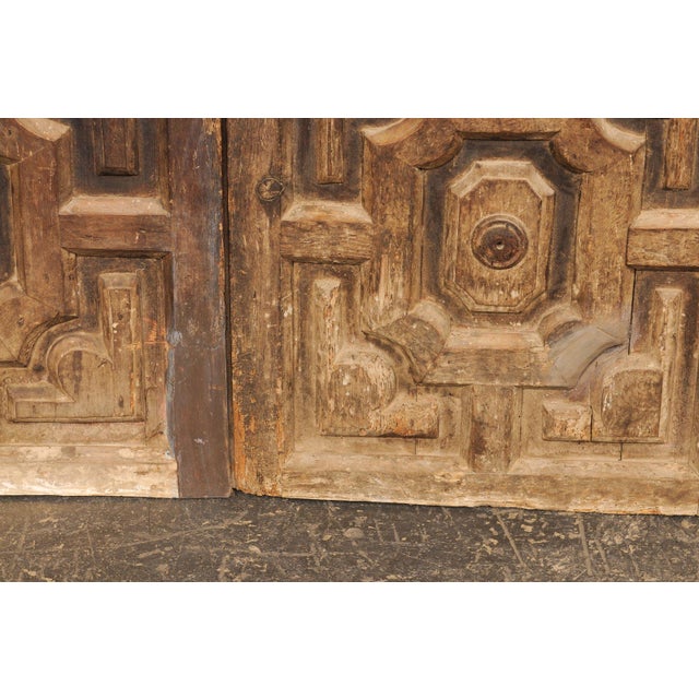 Wood 18th C. Spanish Geometric Panel Wood Doors For Sale - Image 7 of 12