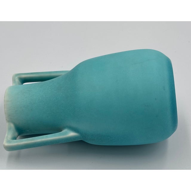 Contemporary Antique Rookwood Art Pottery Double-Handle Vase Robin's Egg Blue #2562 For Sale - Image 3 of 8