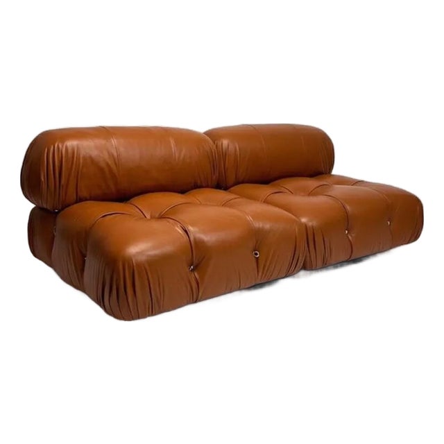 Camaleonda Lounge Chairs in Cognac Leather by Mario Bellini for B&b Italia, 1973 For Sale