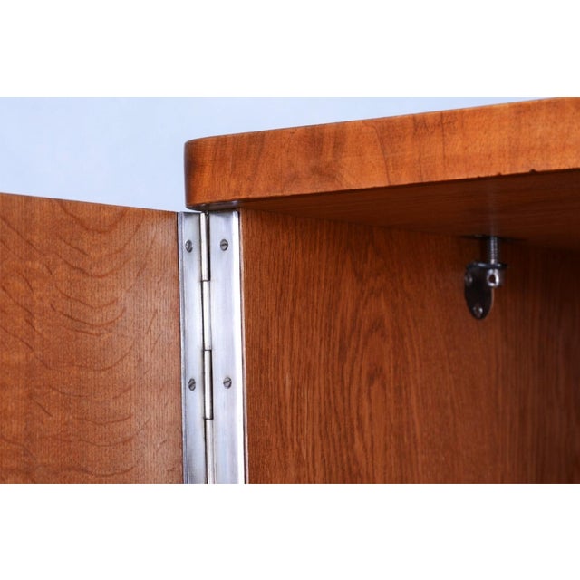 Metal Bauhaus Wardrobe in Chromed Steel and Walnut by Slezak, Czech, 1930s For Sale - Image 7 of 10