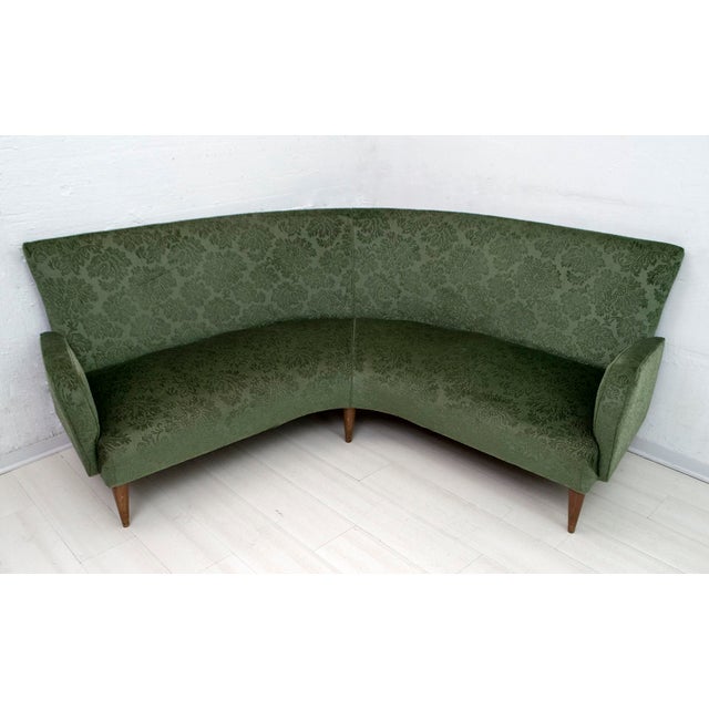 Mid-Century Italian Velvet and Damask Sofa, 1950s For Sale - Image 9 of 10