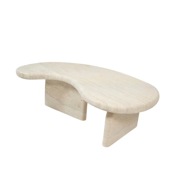 Cream Sculptural Organic Shape Travertine Coffee Table by My Habitat Design For Sale - Image 8 of 8