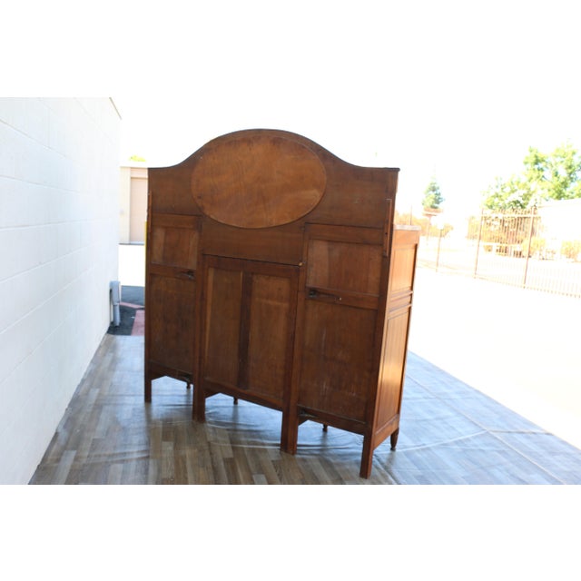 Antique French Art Deco Buffet Sideboard With Beveled Mirror & Marble Top | Burl Wood Credenza | Early 20th Century For Sale - Image 10 of 18