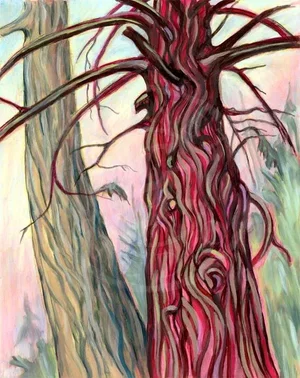 Contemporary Expressionist Style Trees and Landscape Oil Painting, "Old Friends"