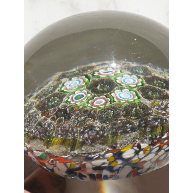 Glass Paperweight Vintage Millefiori Art Glass Hand Made For Sale - Image 7 of 16