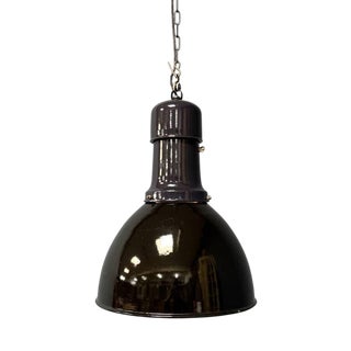 Large Bauhaus Black Enamel Factory Lamp For Sale