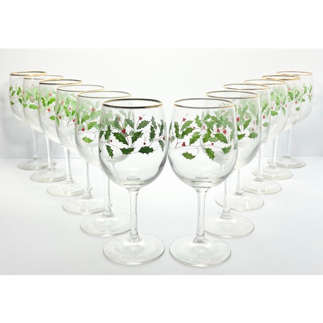 Contemporary Lenox “Holiday” 12 Wine Water All Purpose Glasses For Sale - Image 3 of 5