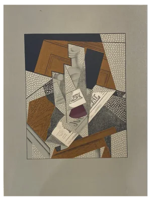 Juan Gris, La Bouteille, 1925, Lithograph on Cardboard Paper
