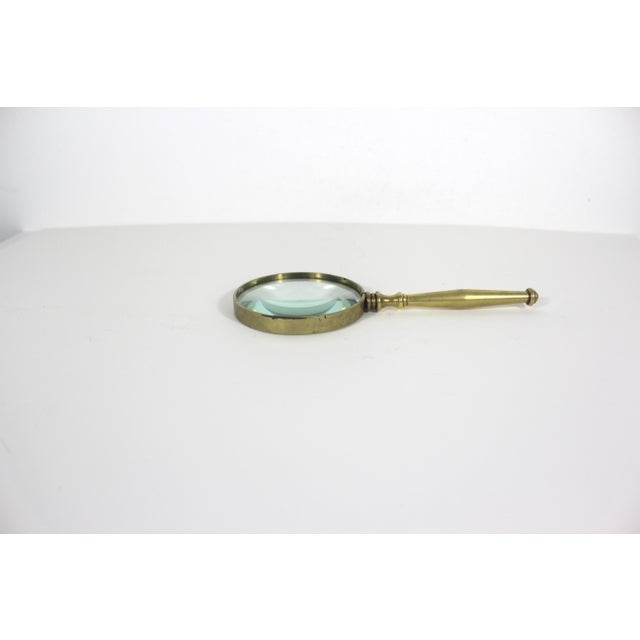 Vintage Solid Brass Magnifying Glass For Sale - Image 6 of 10
