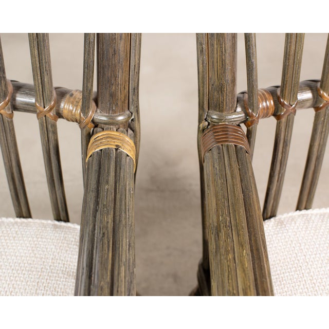 Pair Bielecky Brothers Organic Modern Rattan Dining Armchairs For Sale - Image 17 of 18