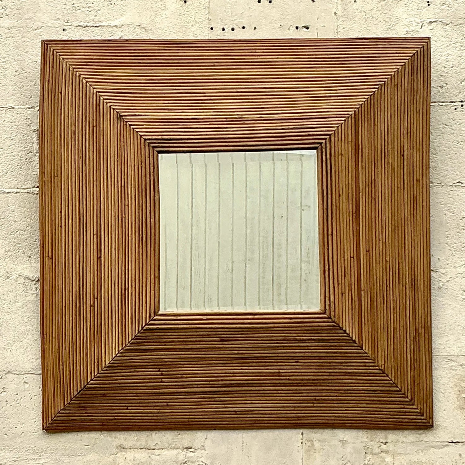 Vintage Coastal Pencil Reed Mirror - Back view