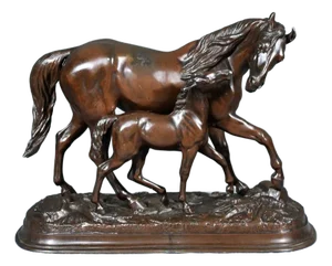 E. Loiseau, Horse and Its Foal, Early 20th Century, Regula
