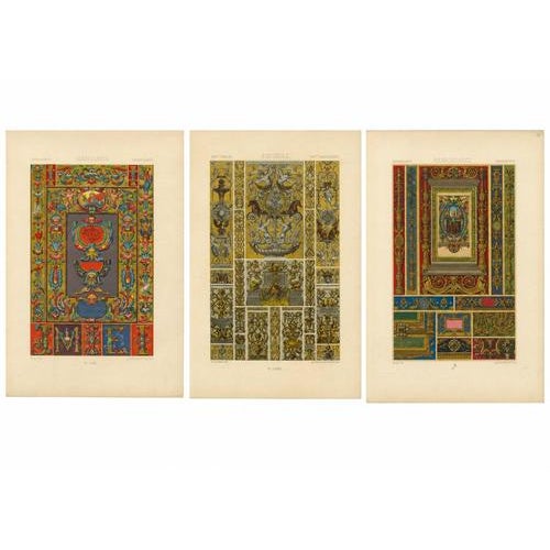 Racinet, Renaissance Grotesque Ornament, 1873, Chromolithographs, Set of 3 For Sale - Image 6 of 9