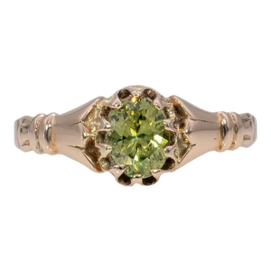 Demantoid Garnet Estate Solitaire Ring: Solid 10k Gold, Oval 6x4mm Fine Jewelry, Size 4.25