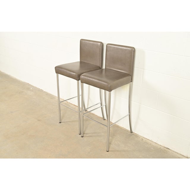 Steelcase Coalesse Modern Leather and Chrome Bar Stools, Pair For Sale - Image 14 of 14