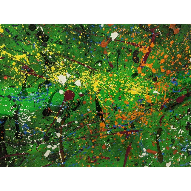 Green Large 1981 Signed "G. Dubois Abstract Expressionist Oil on Canvas – Heavy Impasto For Sale - Image 8 of 16