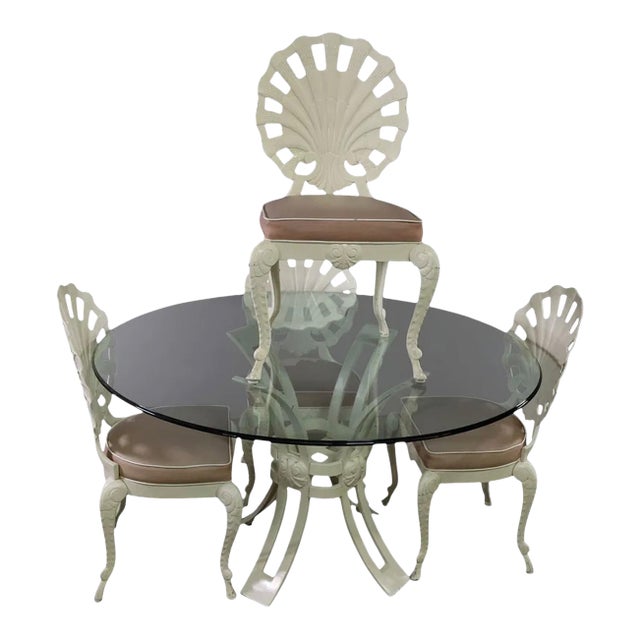 Brown Jordan Grotto Aluminum Shell Back Outdoor Dining Set For Sale