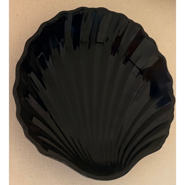 Black Ceramic Clam Shell Dish by Studio Nova For Sale - Image 4 of 6