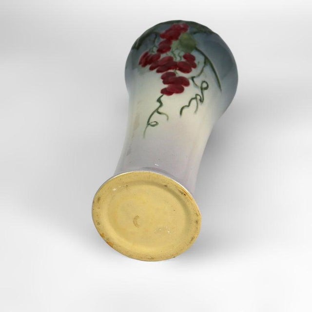 Antique Weller Art Pottery Tall Vase With Grape Vine Pattern Signed C1920 For Sale - Image 9 of 11