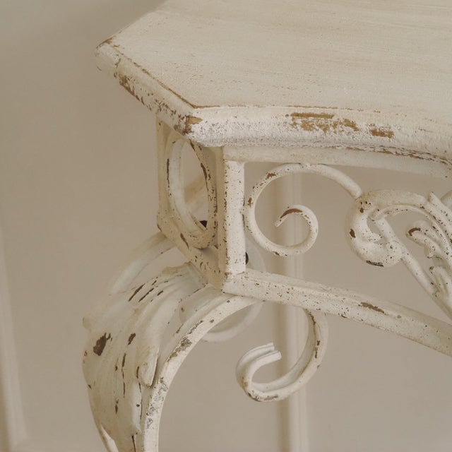 Early 21st Century Console Table with Openwork Metal Frame and Scrollwork Ornamentation For Sale - Image 5 of 11