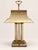 Neoclassical - bouillotte inspired two candle style lamp. A flared rectangular metal shade, pierced upper rim and...