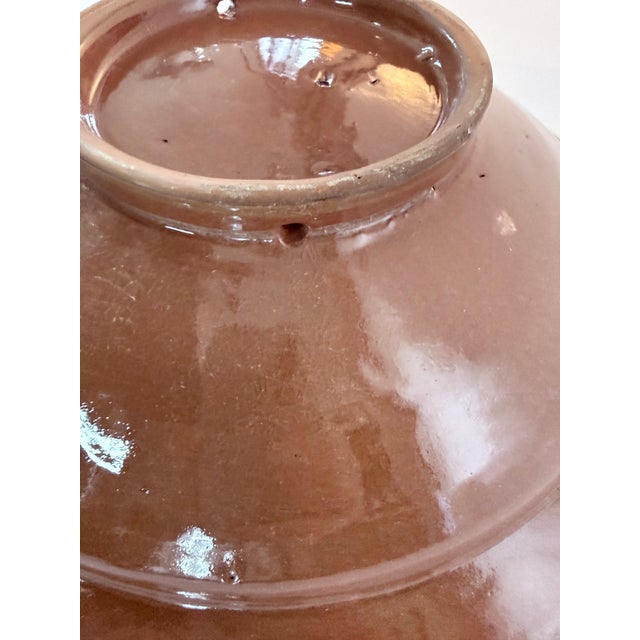 2020s Large Artisan Terra Cotta Black and Cream Splatter Bowl For Sale - Image 5 of 7